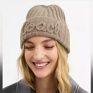 Coach Knit Hat - NWT - Taupe One Size W/Gift Box